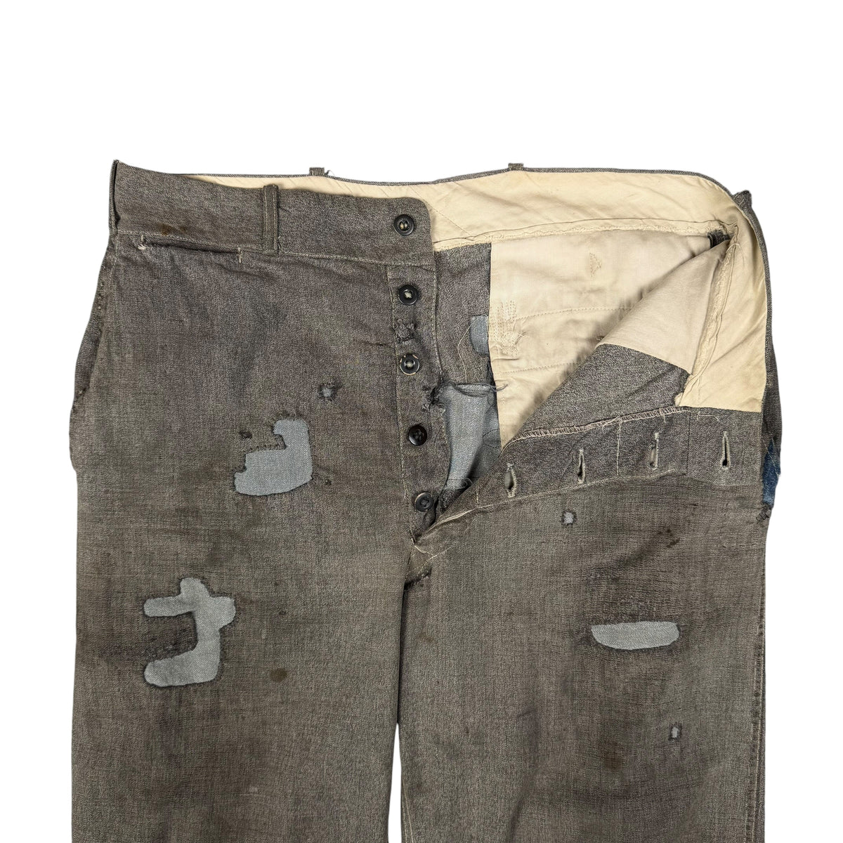 1940's/50's Heavily Repaired Salt &amp; Pepper Lightweight Work Pants (33x32)