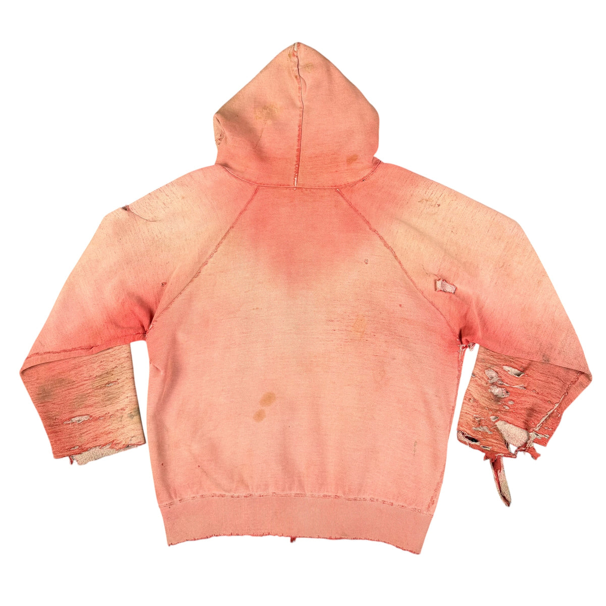 1970's Faded/Distressed Red Zip-Up Hoodie (Medium)